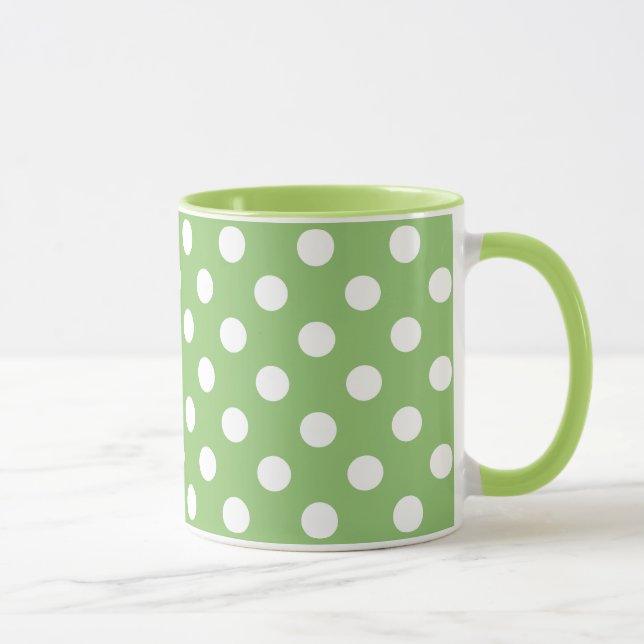 Taza Puntos de Polka Blanco sobre Verde Pistachio (Derecha)