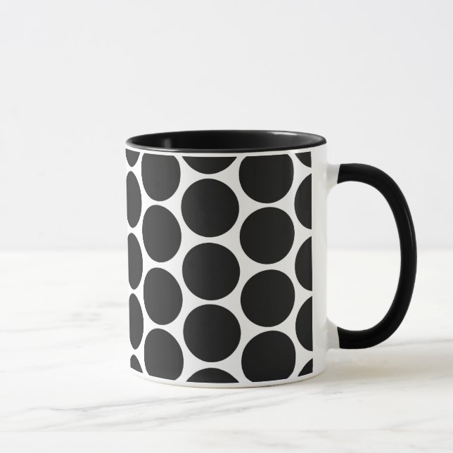 TAZA PUNTOS DE POLKA BLANCOS Y NEGROS MODERNOS (Derecha)