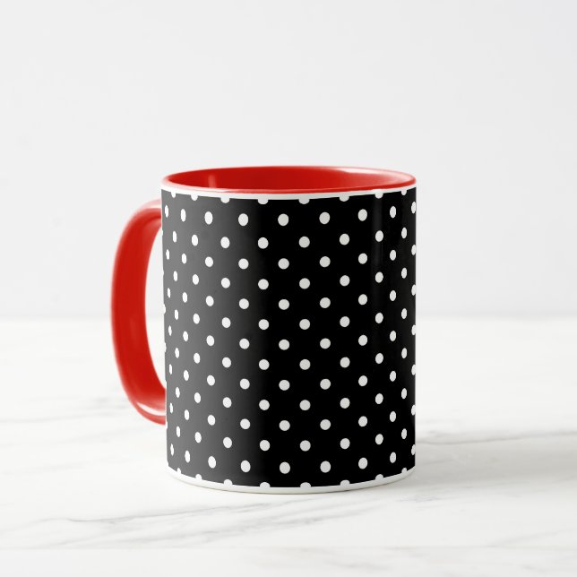 Taza Puntos De Polka Negros Y Blancos + Rojo (Anverso izquierdo)