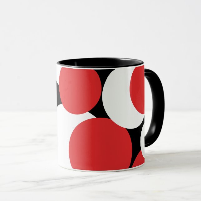 Taza Puntos de Polka Rojo Negro y Blanco (Anverso derecho)