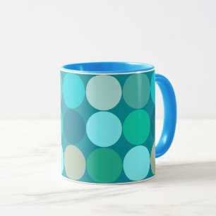 Taza Puntos gigantes de mediados del siglo, turquesa, a