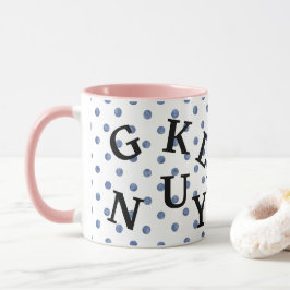 Taza Puntos modernos de polka de diseño con texto negro