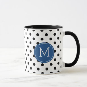 Taza Puntos negros y blancos con acentos azul marino