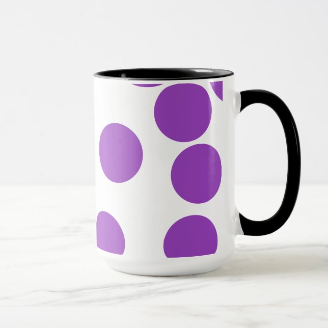 Taza Puntos púrpuras grandes en blanco (Derecha)