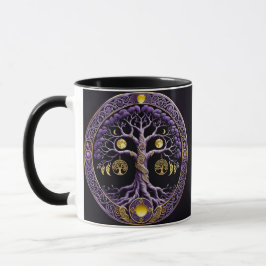 Taza Purple and Gold Tree of Life Mandala