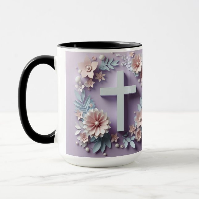Taza Purple Cross Floral Mug ai design (Izquierda)