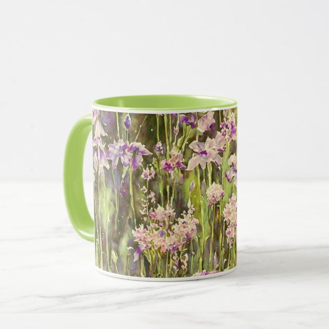 Taza Purple Flower Garden Floral Art Mug Cup (Anverso izquierdo)
