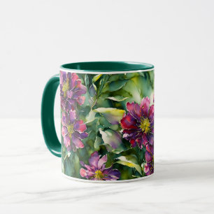 Taza Purple Flowers Garden Floral Mug Cup