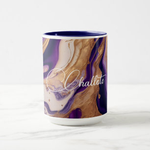 Taza Purple Gold Purpurina Marble Nombre personalizado