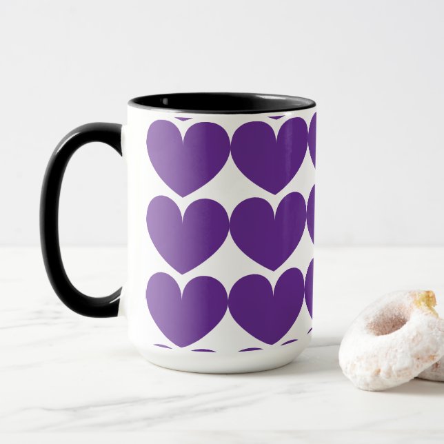 Taza Purple Hearts Coffee Mug (Con donut)