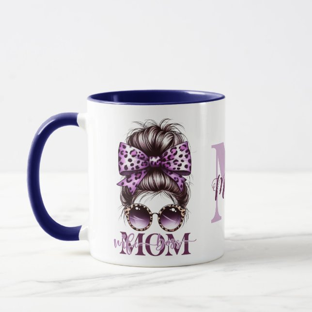 Taza Purple Messy Bun Mom Wife Boss (Izquierda)
