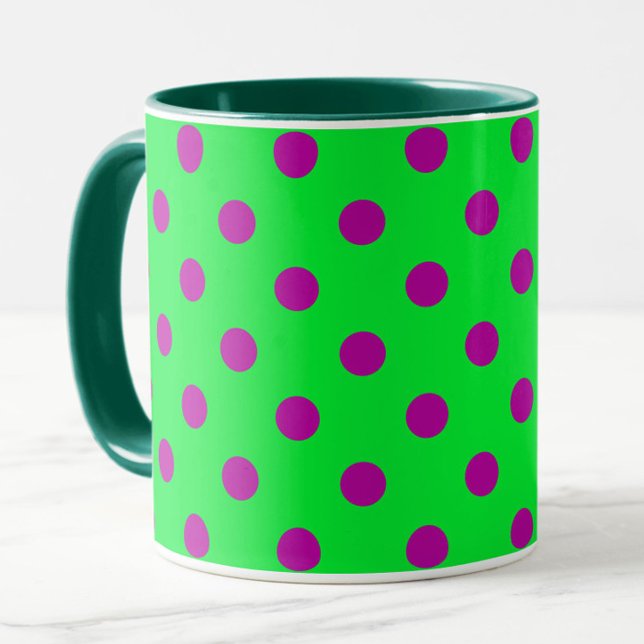 Taza Purple On Green Polka Dots Pattern Design  (Subido por el creador)