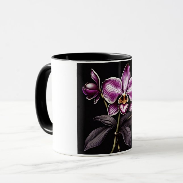 Taza "Purple Orchid Mug - Floral Elegance Cup" (Anverso izquierdo)