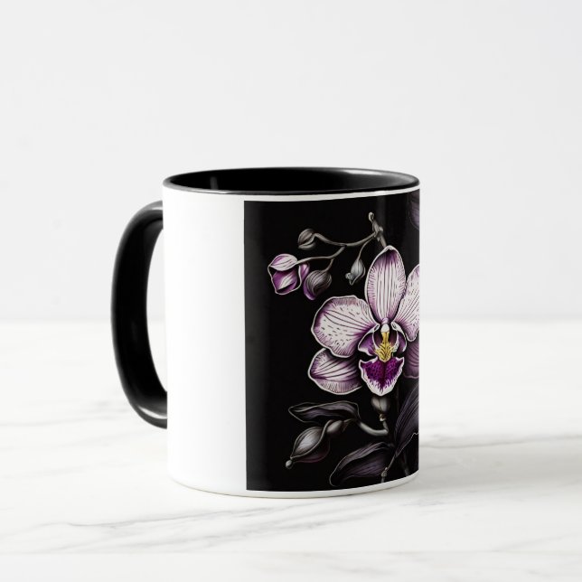 Taza "Purple Orchid Mug - Floral Elegance Cup" (Anverso izquierdo)
