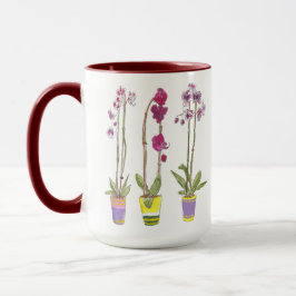 Taza Purple Orchids Whimsical Garden Botanical