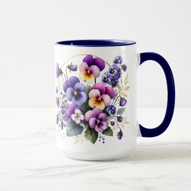 Taza Purple Pansy Floral Mug (Derecha)