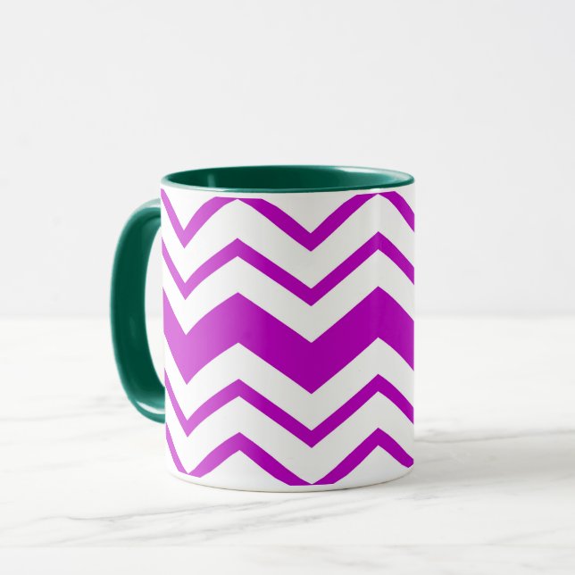 Taza Purple White Chevron Zigzag Pattern Design  (Anverso izquierdo)