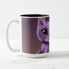Taza púrpura del Dos-Tono del gatito