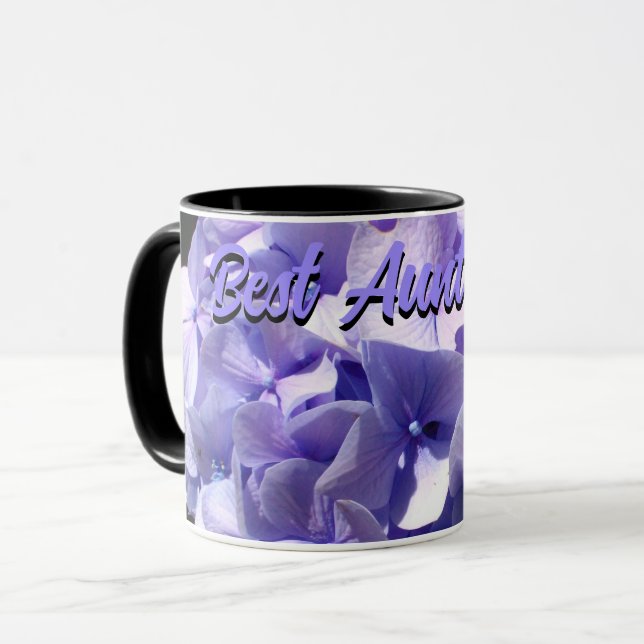 Taza Púrpura Hydrangea flores púrpura mejor tía nunca (Anverso izquierdo)