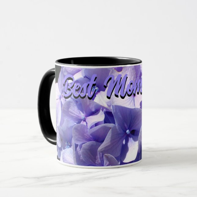 Taza Púrpura Hydrangea mejor mamá jamás (Anverso izquierdo)