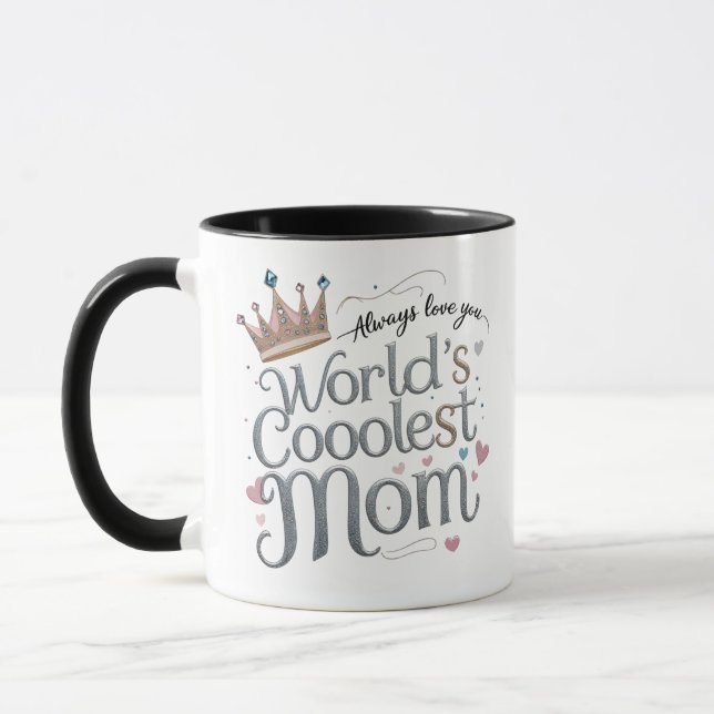 Taza Purpurina Crown Mug | Diseño de Corazón Cuto | Taz (Izquierda)