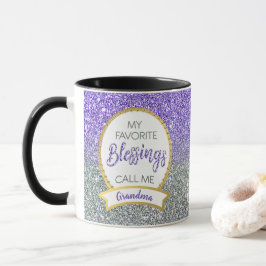 Taza Purpurina de bendiciones favoritas de la abuela pú