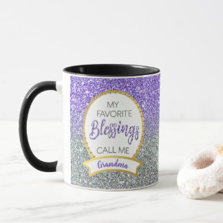 Taza Purpurina de bendiciones favoritas de la abuela pú