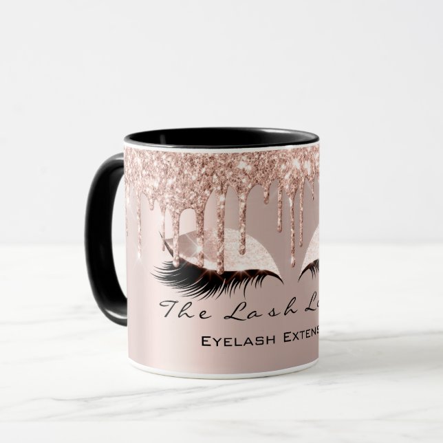 Taza Purpurina de chispa de Rosa Eyelash Extender Beaut (Anverso izquierdo)