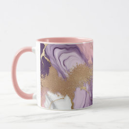Taza Purpurina de mármol de lujo Pink Purple Gold