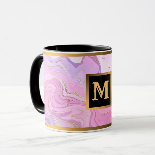 Taza Purpurina de mármol de lujo Pink Purple Gold (Anverso izquierdo)