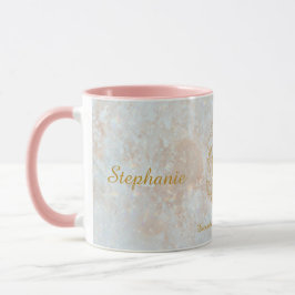 Taza Purpurina de monograma cósmico con signo estrella