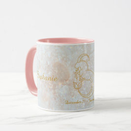 Taza Purpurina de monograma cósmico con signo estrella 