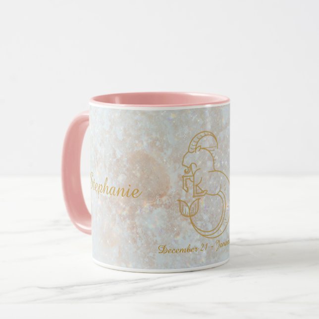 Taza Purpurina de monograma cósmico con signo estrella  (Anverso izquierdo)