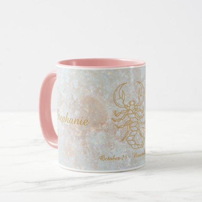 Taza Purpurina de monograma de signo de estrella de esc (Anverso izquierdo)