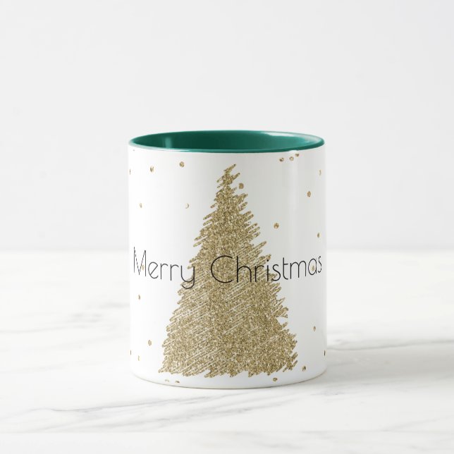 Taza Purpurina de oro blanco esparce árbol de Navidad   (Centro)