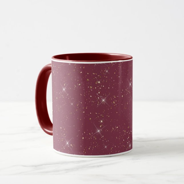 Taza Purpurina de oro burdeos de lujo (Anverso izquierdo)