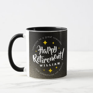 Taza Purpurina de oro divertido estrellas jubilación nu
