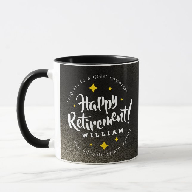 Taza Purpurina de oro divertido estrellas jubilación nu (Izquierda)