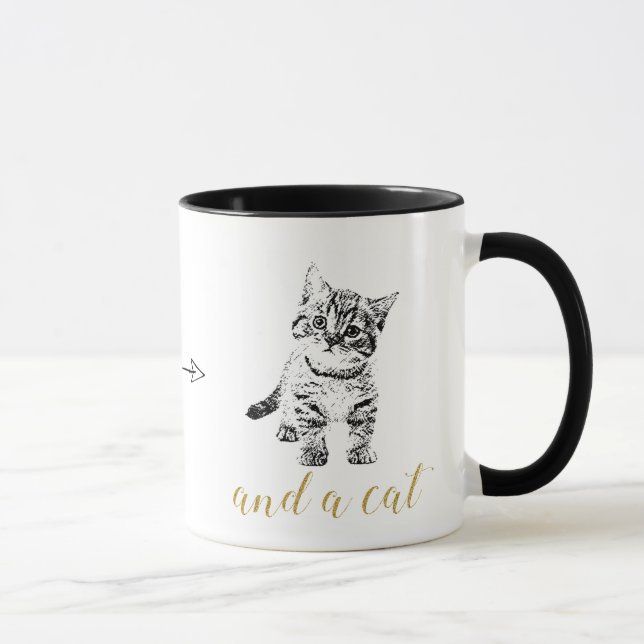 Taza Purpurina de oro falso gato negro (Derecha)
