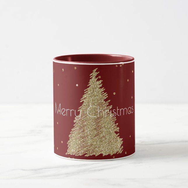 Taza Purpurina de oro rojo esparce árbol de Navidad   (Centro)