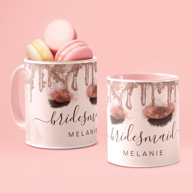 Taza Purpurina de oro rosado Drip Glam Beauty Nombre pe (Subido por el creador)