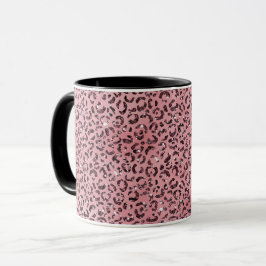 Taza Purpurina de parkle de impresión de leopardo rosa