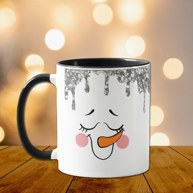 Taza Purpurina de plata gotea muñeco de nieve frente a  (Subido por el creador)