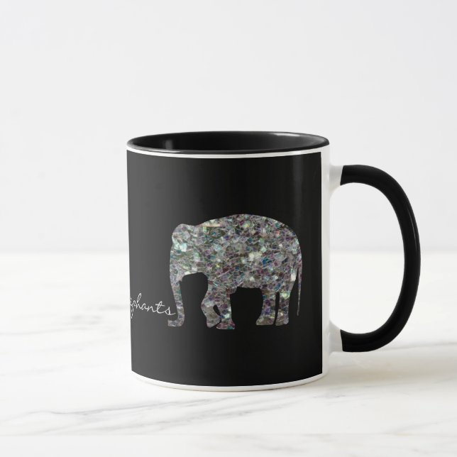 Taza Purpurina elefante de mosaico de plata espárrago (Derecha)