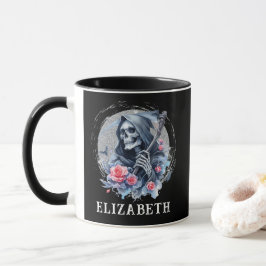 Taza Purpurina floral Vintage Grim Reaper Personalizado