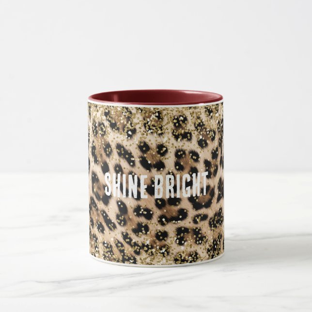Taza Purpurina Glam Gold Cream Leopard Print (Centro)