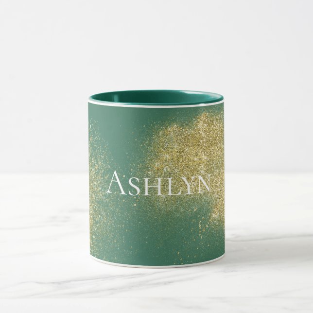 Taza Purpurina Glitzy del Oro Verde (Centro)