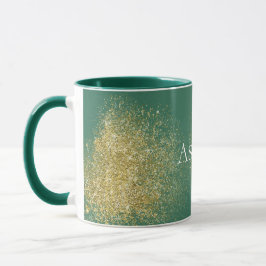 Taza Purpurina Glitzy del Oro Verde