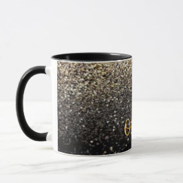 Taza Purpurina negro dorado fondo 3D Mug de texto