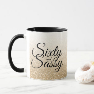 Taza Purpurina Ombre 60 y cumpleaños 60 Sassy